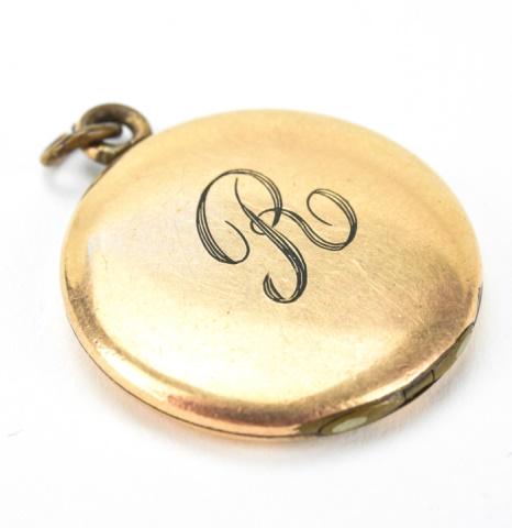 Antique Gold Filled Locket w R Initial Monogram (1 of 6)