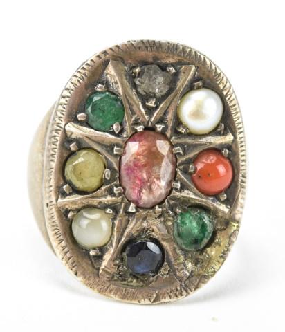 Diamond, Moonstone, Pearl, Ruby Gypsy Ring (1 of 6)