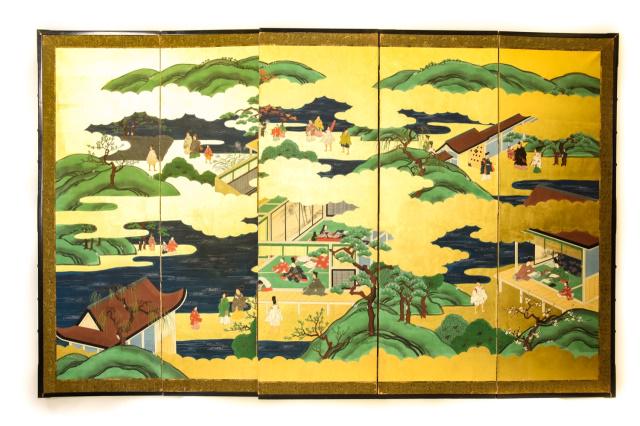 Antique Japanese 6 Panel Gold Leaf & Silk Screen (1 of 10)
