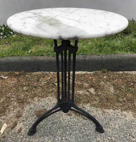 Cast Iron Marble Top Outdoor Side Table (1 of 4)