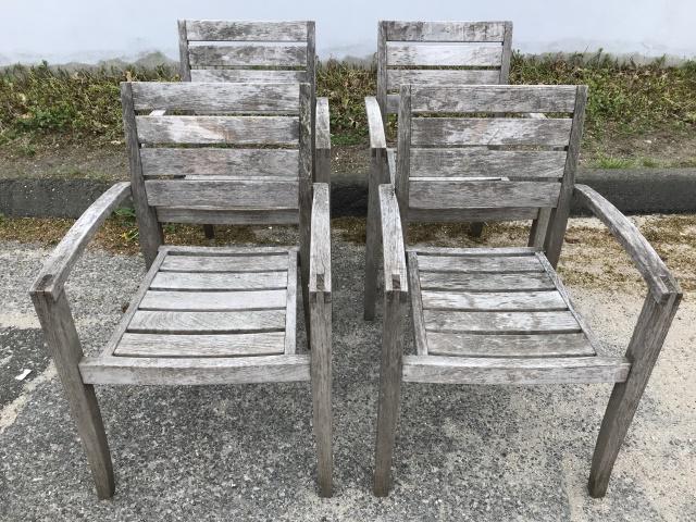Set 4 Crate & Barrel Teak Outdoor Dining Armchairs (1 of 5)