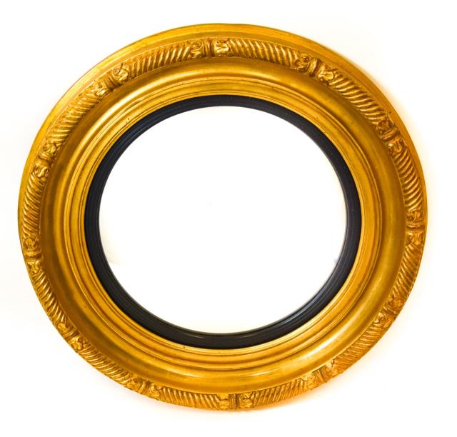 Carved Federal Style Convex Glass Round Mirror (1 of 7)