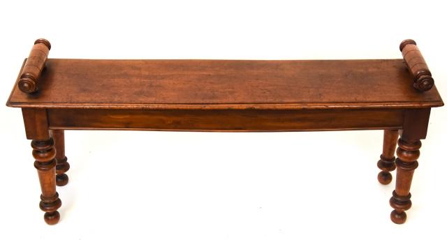 Antique Carved Pine Bench w Handles (1 of 8)