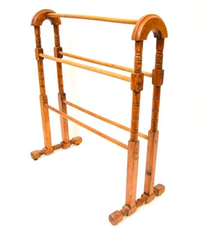 Antique Pine Turned Wood Drying Rack (1 of 4)