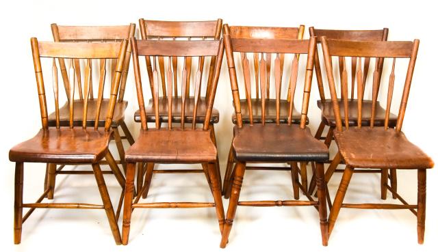 8 Antique Carved Arrow Back Dining Chairs (1 of 9)