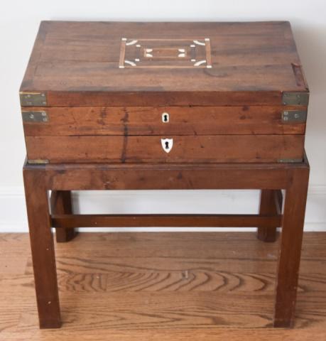 Antique Brass Mounted Writing Box / Campaign Chest (1 of 5)