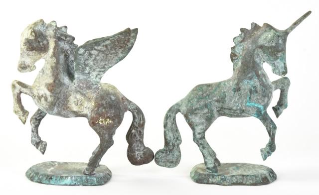 Patinated Bronze Pegasus & Unicorn Statutes (1 of 10)