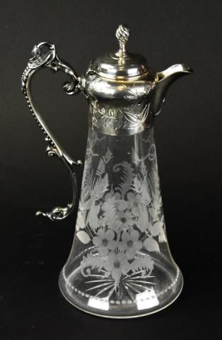 Vintage Silver Plate & Etched Glass Pitcher (1 of 7)