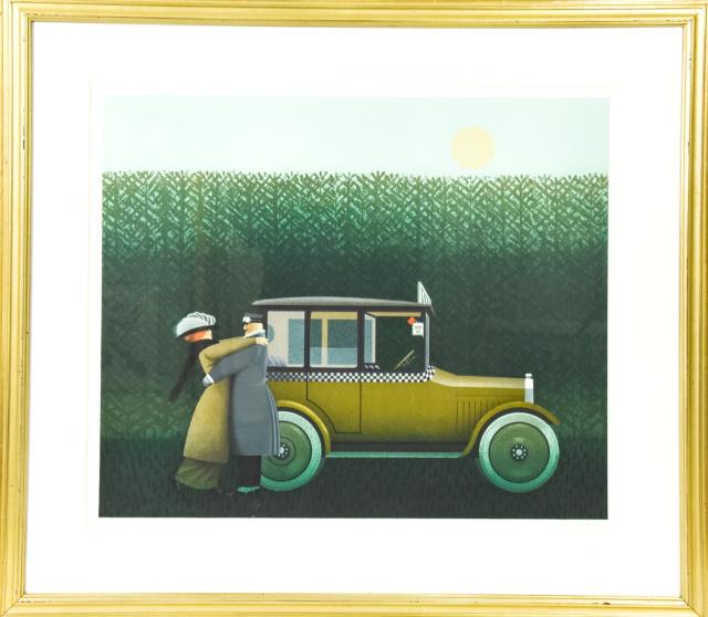 Framed Jan Balet "Taxi Ride" Color Lithograph (1 of 9)