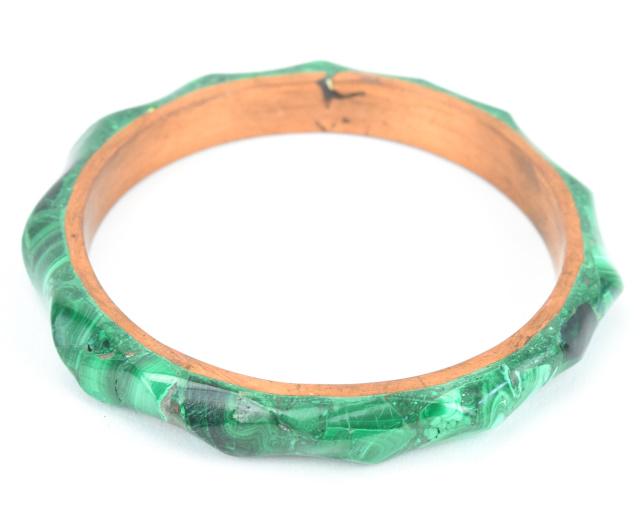 Vintage Gilt Metal & Malachite Bangle Bracelet (1 of 7)