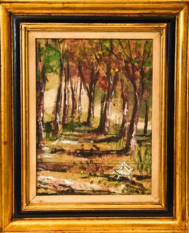 Gilt Framed Autumn Forest Scene Oil Painting (1 of 9)