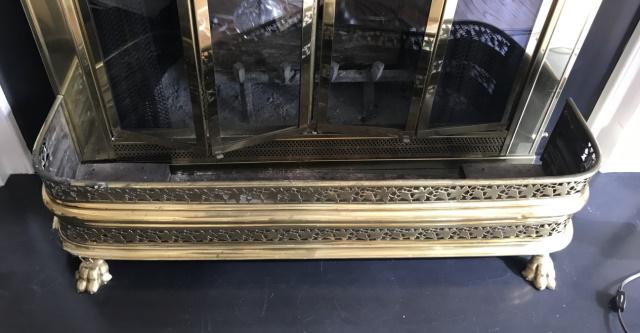Antique 19th C Gilt Brass Fireplace Fender (1 of 3)