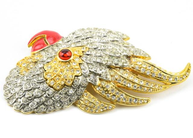 Large Figural Paste Parrot Costume Jewelry Brooch (1 of 6)