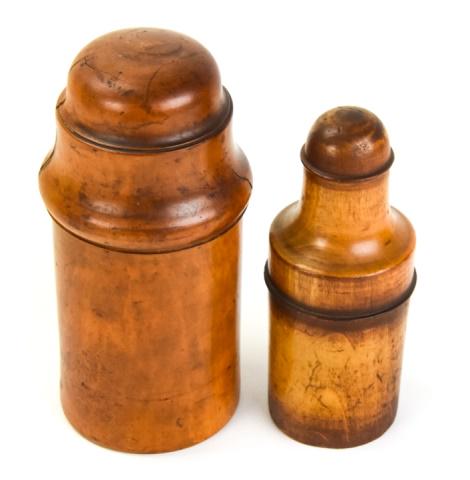 Two Antique Treenware Turned Wood Boxes / Vessels (1 of 6)