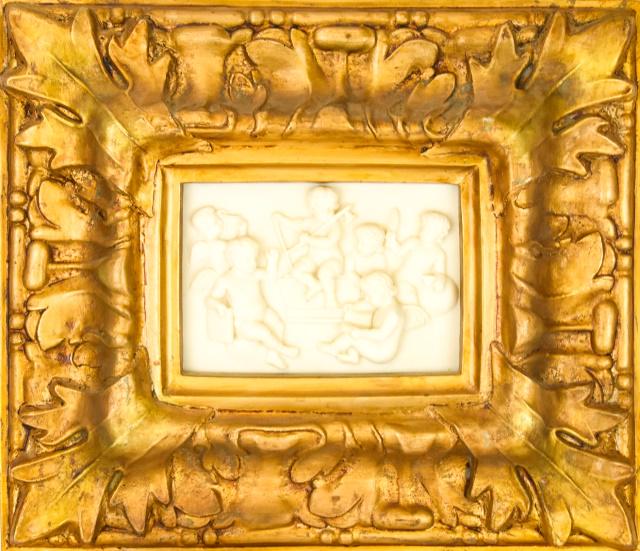 Gilt Framed Plaster Relief Cherub Plaque (1 of 8)