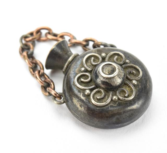 Antique 19th C Silver Chatelaine Perfume Pendant (1 of 4)