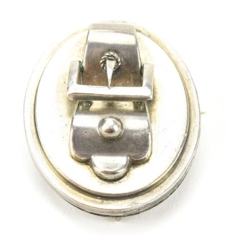 Antique 19th C Sterling Mourning Pendant w Buckle (1 of 5)