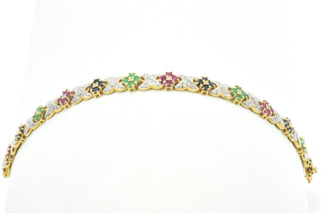 Diamond Ruby Sapphire & Emerald Tennis Bracelet (1 of 8)