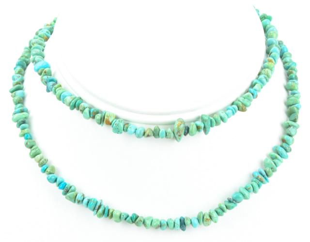 Native American Sterling & Turquoise Bead Necklace (1 of 8)