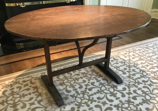 Antique 19th C French Tilt Top Oval Farm Table (1 of 6)