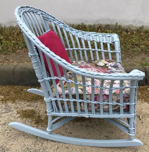Vintage Blue Wicker Rocking Chair