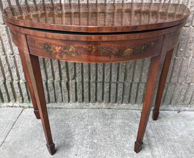 Hepplewhite Style Mahogany Bow Front Game Table (1 of 7)