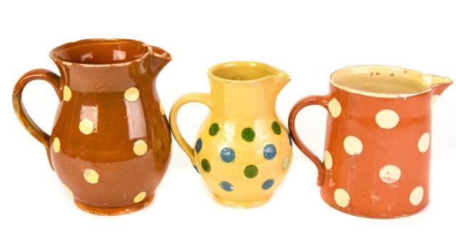 Antique Ceramic Polka Dot Glazed Pitchers (1 of 7)