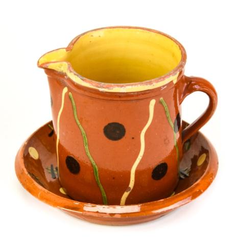 Artisan Made Ceramic Polka Dot Pitcher Under Plate (1 of 7)