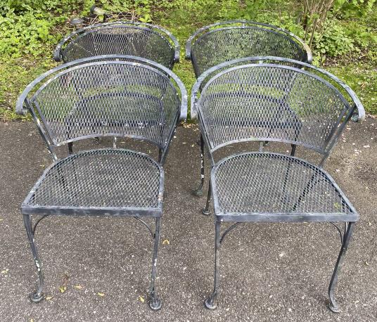 Set 4 Vintage Metal Outdoor Chairs (1 of 6)