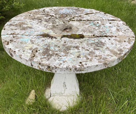 Verdigris Concrete Garden Table On Pedestal (1 of 5)