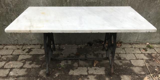 Antique Cast Iron Dining Table With A Marble Top (1 of 6)
