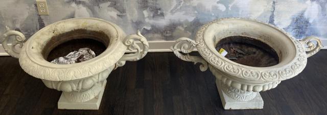 Pair Rococo Style Cast Iron Garden Planters / Urn (1 of 7)