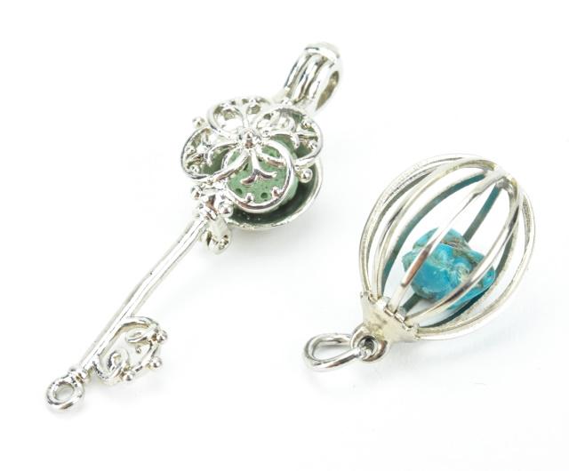 Two Vintage " Pearl Cage " Pendants or Charms (1 of 6)