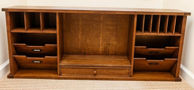 Stickley Style Desk Top Organization Console: Contemporary Stickley Style Desk Top Organization Console. 19 inches x 48 inches x 9 inches
