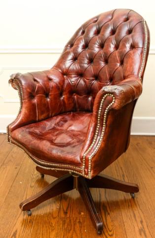 Tufted Leather Chesterfield Desk / Office Chair (1 of 7)