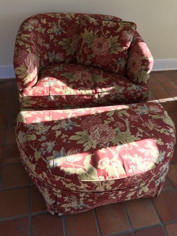 Custom Upholstered Toile Oversized Chair & Ottoman (1 of 6)