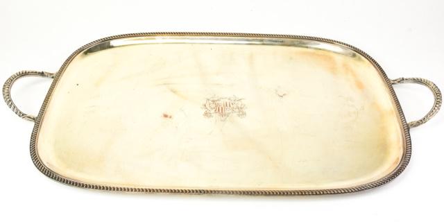 Antique Silver Plate Tray w Coat of Arms (1 of 9)