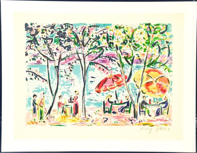 Amos Yaskil Framed Lithograph "Cafe by the River" (1 of 9)