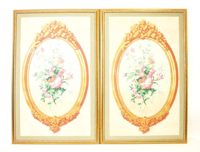 Gracie Style English Gilt Flower Bouquet Paintings (1 of 10)