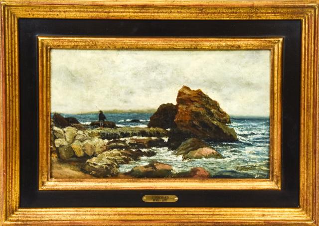 Antique 19th C J Guichard Oil Seascape Painting (1 of 10)