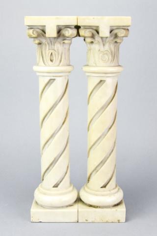 Pair Table Top Marble Column W Acanthus Leaf (1 of 7)