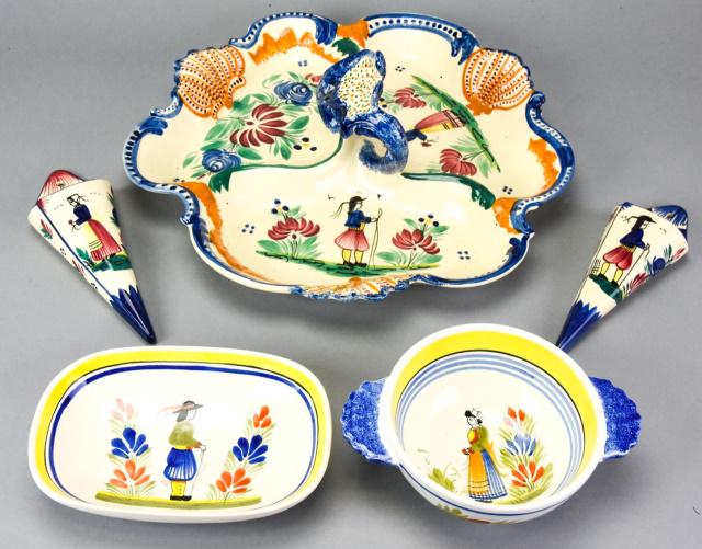 Quimper Faience Trefoil Serving Dish, Wall Vases (1 of 11)