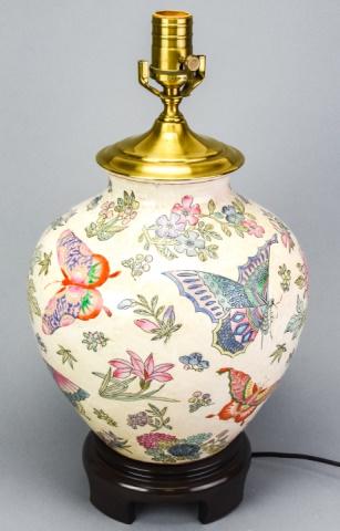 Botanical / Butterfly Ceramic Vase Table Lamp (1 of 7)