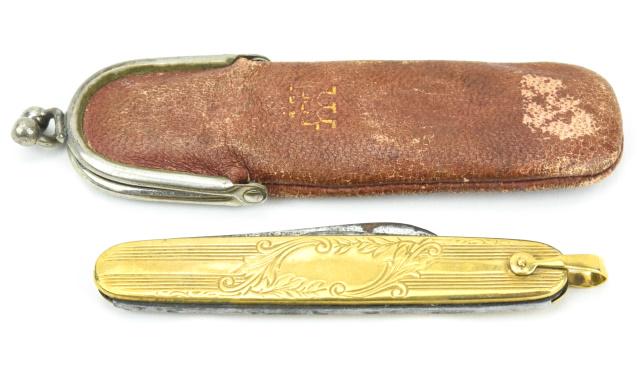 Antique C 1900 Gold Filled Pocket Knife w Case (1 of 8)