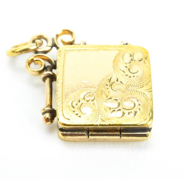 Antique 19th C Scrollwork Decorated Locket Pendant (1 of 5)