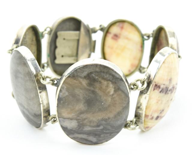 Estate Scottish Style Sterling & Agate Bracelet (1 of 6)