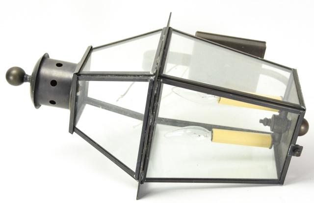 Outdoor Rubbed Brass Flush Mount Electric Lantern (1 of 5)