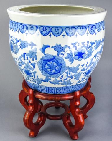 Asian Blue & White Floral Porcelain Planter (1 of 10)