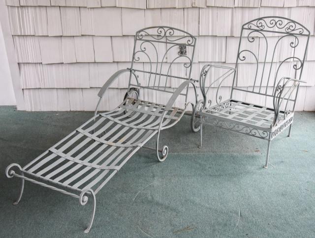 Mid Century Iron Garden Chaise Lounge & Armchair (1 of 7)