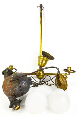 Antique Angle Double Burner Hanging Oil Lamp (1 of 8)